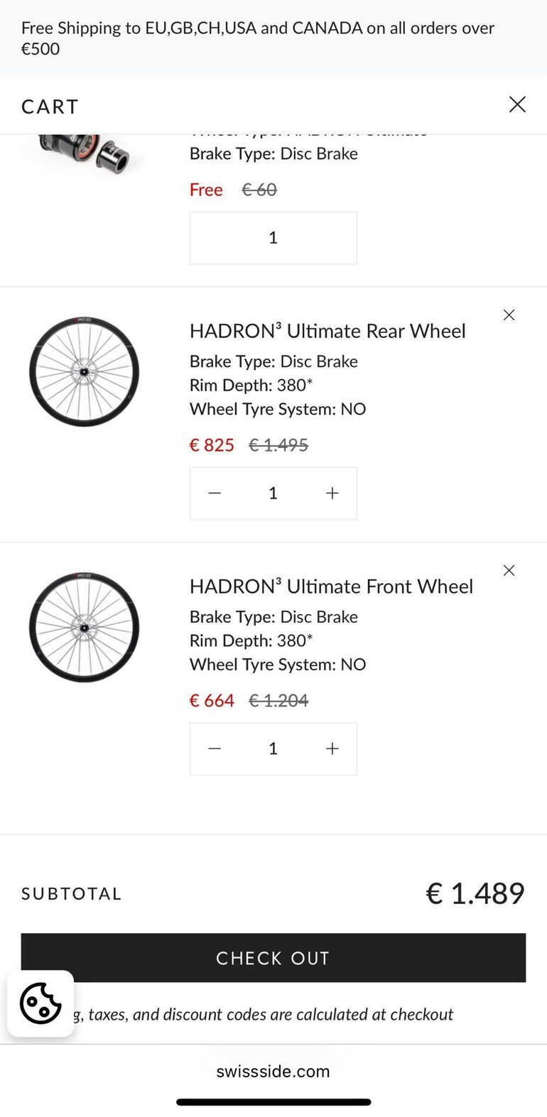 Used Swiss Side Hadron³ Ultimate 380 Carbon 2025 bike — image 12 of 12