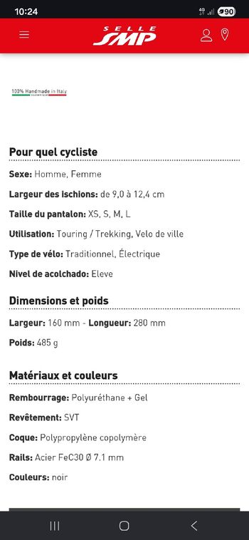 Used Selle Smp trek gel médium bike — image 7 of 8