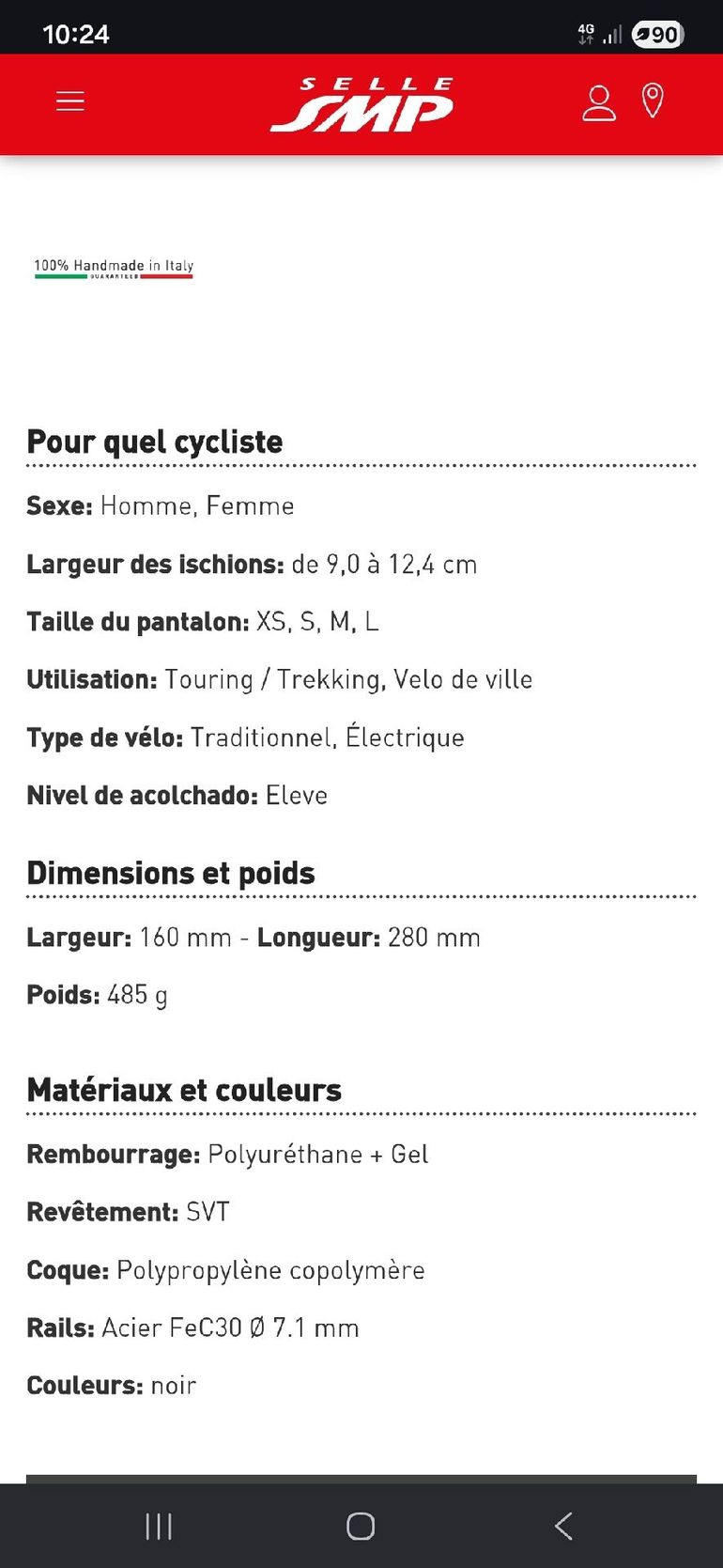 Used Selle Smp trek gel médium bike — image 7 of 8