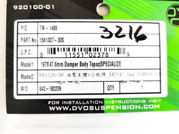 Used Dvo Topaz Damper Body 197x47.6MM for Specialized Stumpjumper bike — image 8 of 8