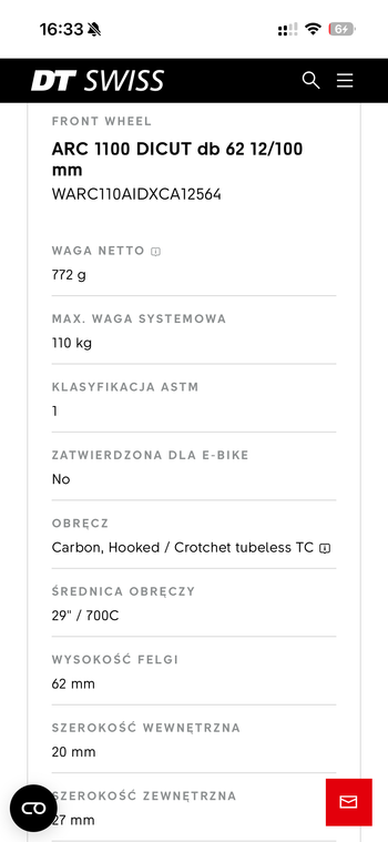 Used Dt Swiss ARC 1100 DICUT db 62 (przód) / 80 (tył) 2023 bike — image 8 of 8