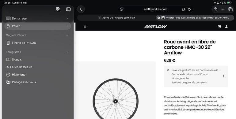 Used amflow Roue avant HSC-30 Carbone bike — image 2 of 2
