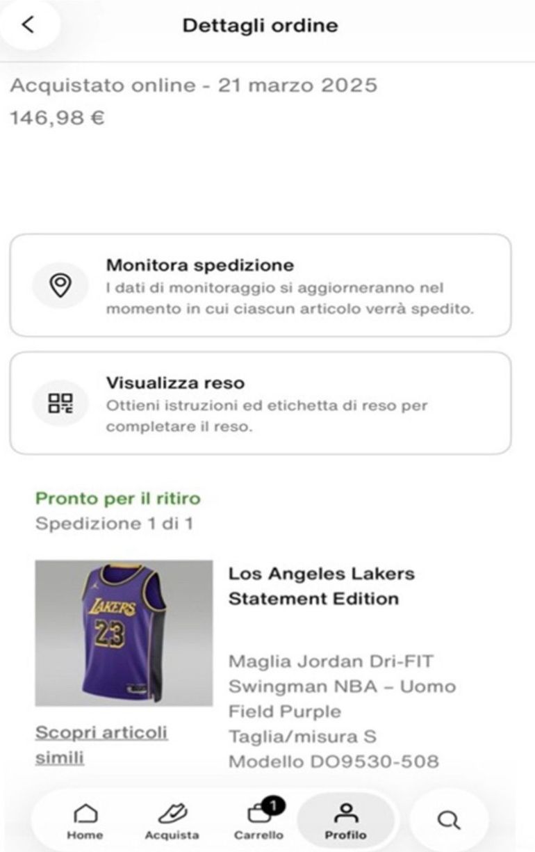 Used Jordan NBA Lakers Jersey 2025 bike — image 5 of 5
