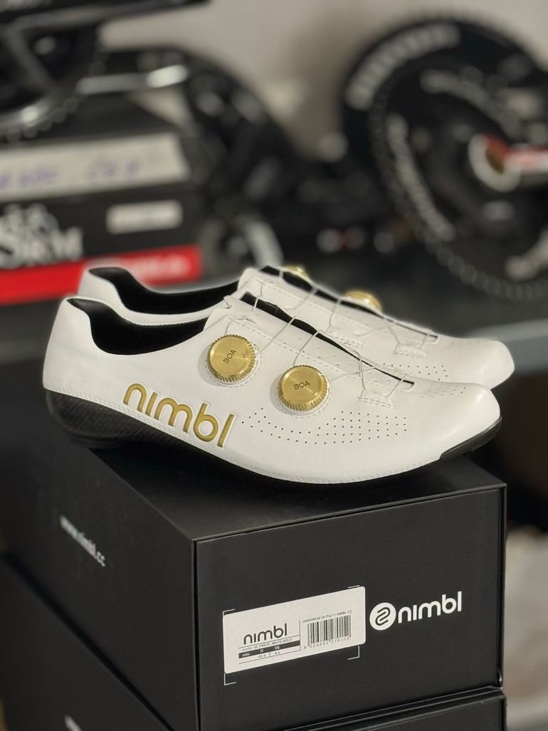 Used Nimbl Ultimate White Gold Cycling Shoes 2026 bike — image 1 of 7