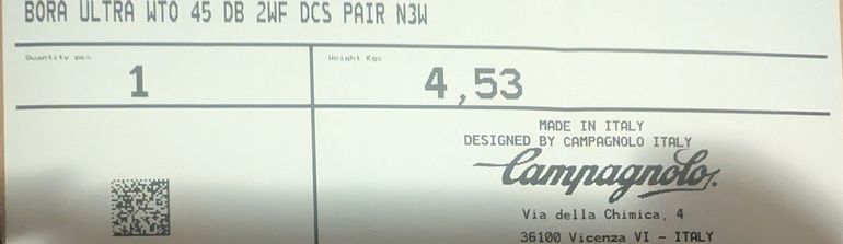 Used Campagnolo Bora Ultra WTO 45 Disc Carbon Wheelset 2-Way Fit DCS bike — image 4 of 4