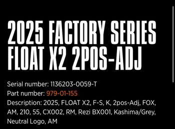 Used Fox X2 Factory 210x55 2025 bike — image 5 of 5