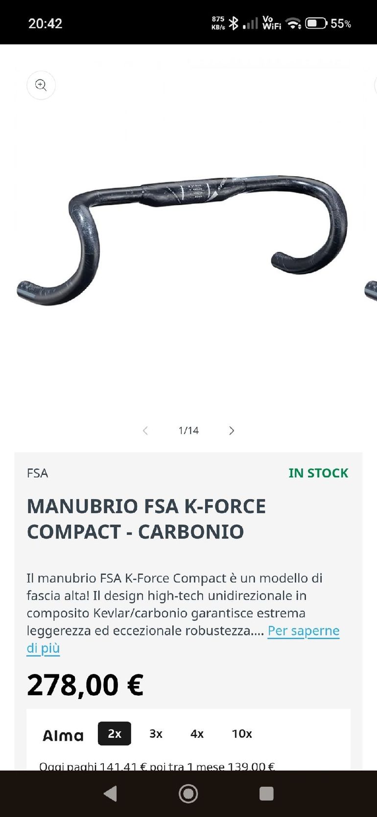 Used Fsa K-Force Compact Handlebar 400mm ø 31.8mm bike — image 12 of 12