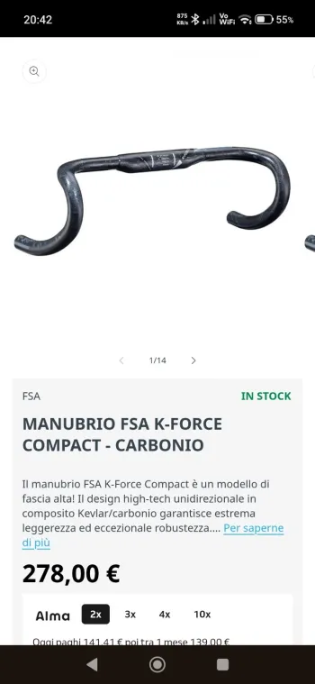 Used Fsa K-Force Compact Handlebar 400mm ø 31.8mm bike — image 6 of 12