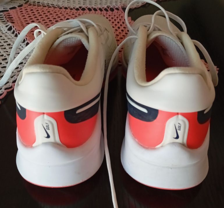 Used Nike Air Zoom Infinity Tour Next% Golf Shoes EU 42.5 White Coral Navy bike — image 4 of 5