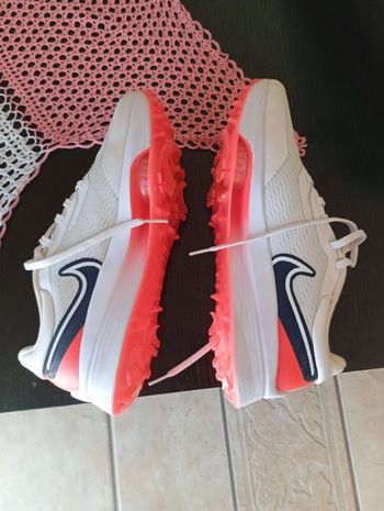 Used Nike Air Zoom Infinity Tour Next% Golf Shoes EU 42.5 White Coral Navy bike