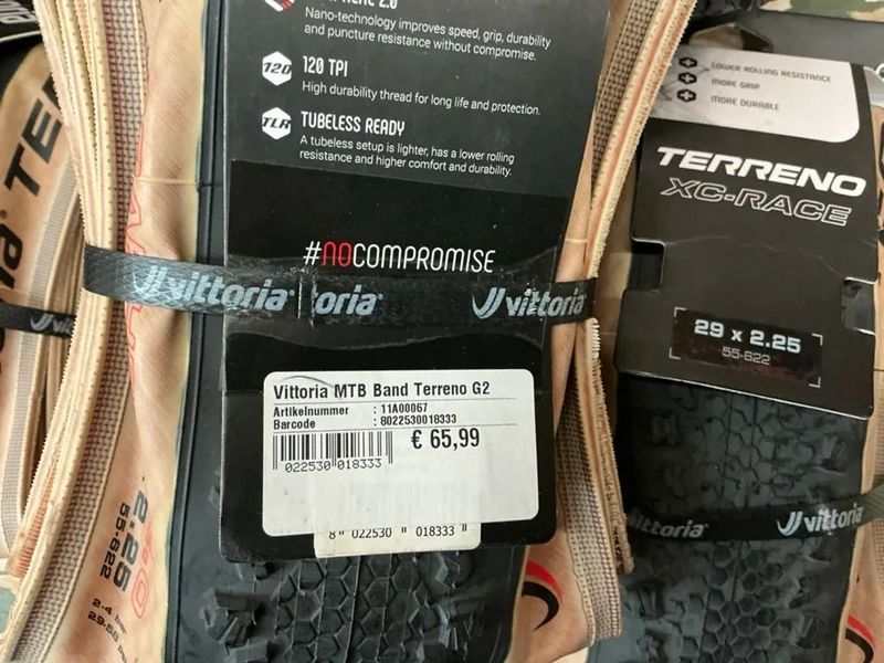 Vittoria Terreno G2 29x2.25 XC-Race TLR Tyres & Tubes usato