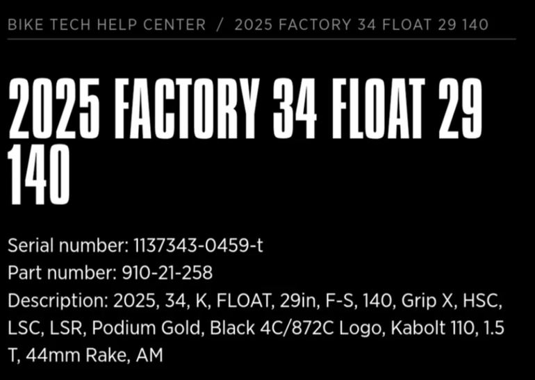 Used Fox Racing 34 Factory Fork 2025 bike — image 6 of 7