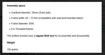 Used Bikone DC TECH BSA DUB Steel Bottom Bracket bike — image 2 of 3