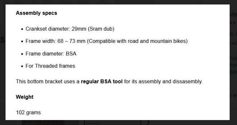 Used Bikone DC TECH BSA DUB Steel Bottom Bracket bike — image 2 of 3