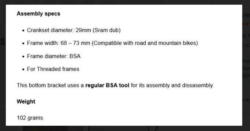 Używany Bikone DC TECH BSA DUB Steel Bottom Bracket bike — zdjęcie 2 z 3