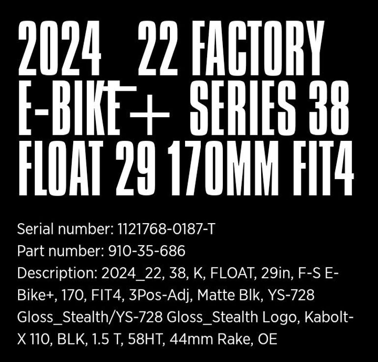 Used Fox 38 Factory 170 mm Fork 2024 bike — image 11 of 11