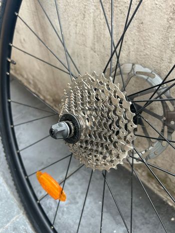 Used Triban Rear cWheel Complete with Gravel Tire 700c, Microshift Cassette, 160mm Brake bike — image 3 of 8