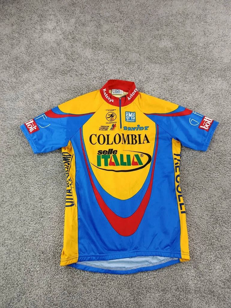 Used Santini maillot velo homme taille L - 62 7177 cyclisme route respirant Selle italia Colombia bike — image 1 of 10