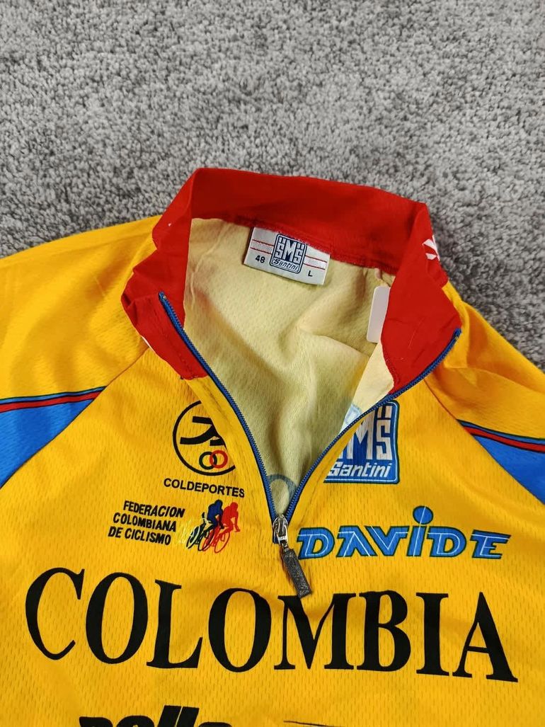 Used Santini maillot velo homme taille L - 62 7177 cyclisme route respirant Selle italia Colombia bike — image 5 of 10