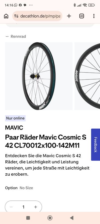 Used Mavic Cosmic S 42 Disc Wheelset 2026 bike — image 4 of 12