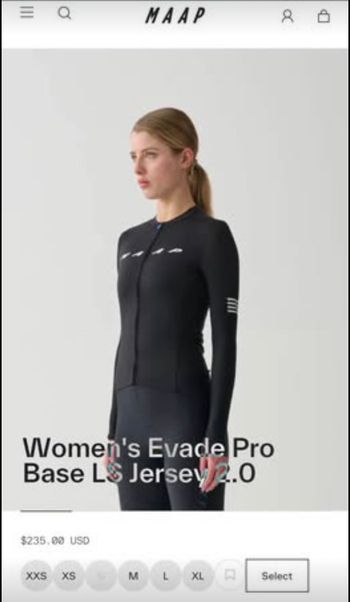 Used MAAP Evade Pro Base Long Sleeve Jersey 2.0 size M bike — image 5 of 6