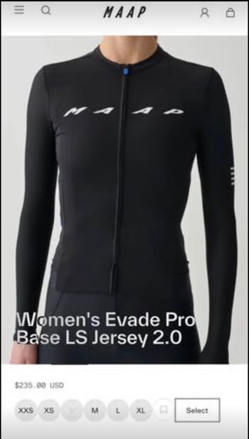 Used MAAP Evade Pro Base Long Sleeve Jersey 2.0 size M bike — image 3 of 6