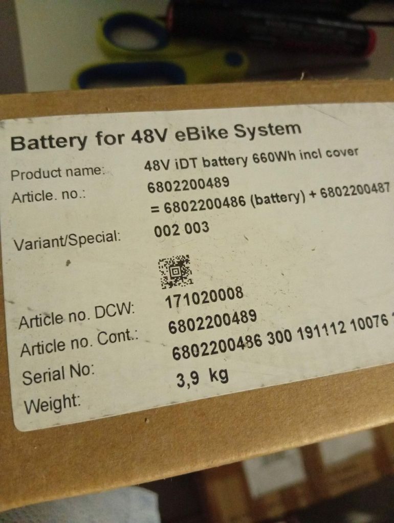Used Continental iDT 660 DCW (660 WH 48 V, ad esempio per Kalkhoff ed EBM)Discuti di NUOVO + OVP: batteria E-Bike iDT 660 DCW (660WH 48V per es. Kalkhoff ed EBM) nel forum acquisti/vendite (fatto) nella sezione DCW (660 WH 48 V bike — image 3 of 5