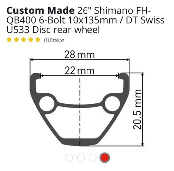 Used Dt Swiss MTB rear wheel 26” U533 shimano hub 2026 bike — image 2 of 4