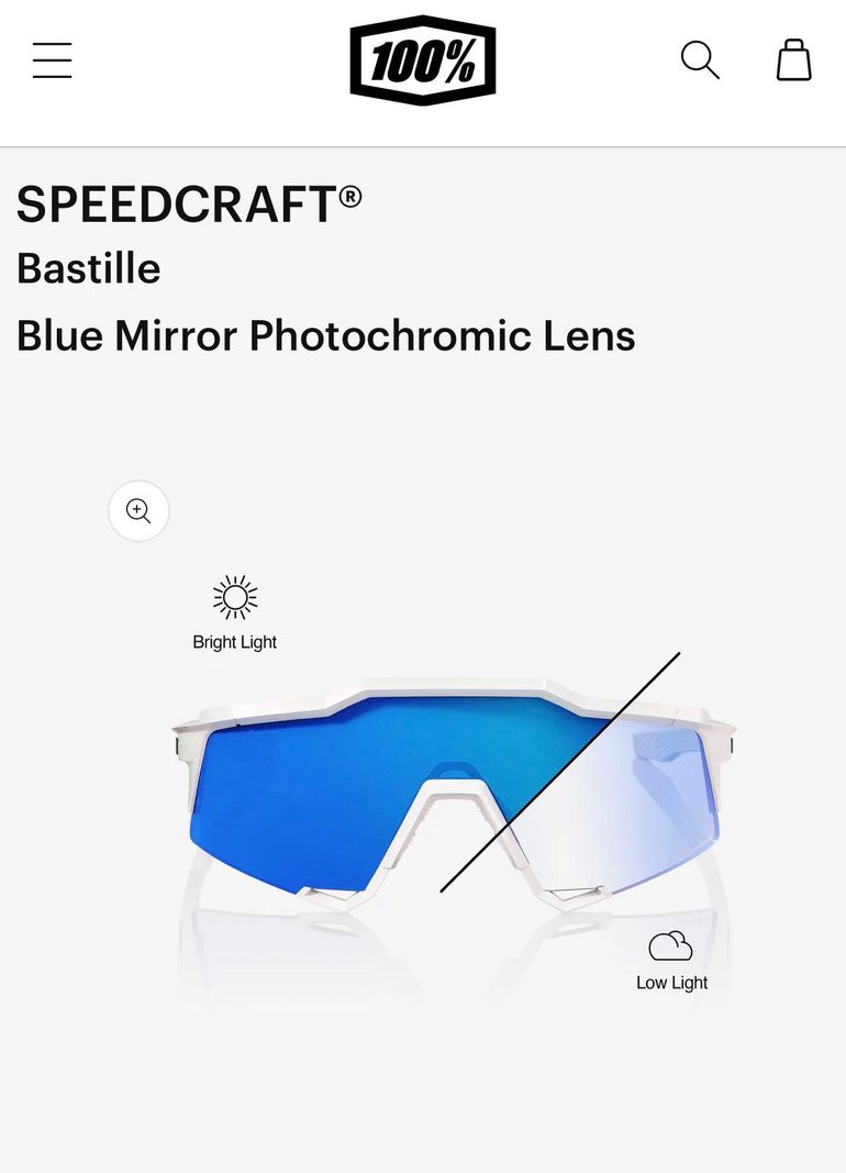 Used 100% Speedcraft Bastille Blue Mirror Photochromic Lens 2026 bike — image 2 of 3