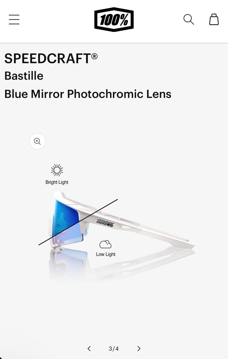 Used 100% Speedcraft Bastille Blue Mirror Photochromic Lens 2026 bike — image 3 of 3