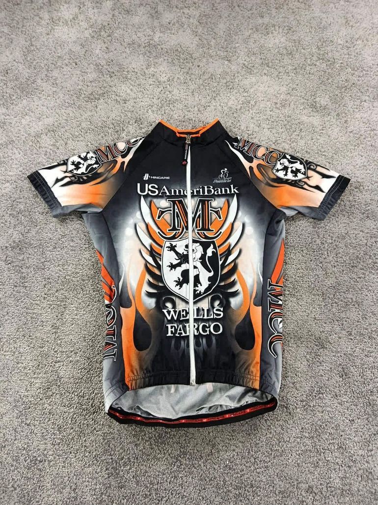 Used Hincapie maillot velo homme taille s - 38 6845 cyclisme route respirant usa flamme bike — image 1 of 8