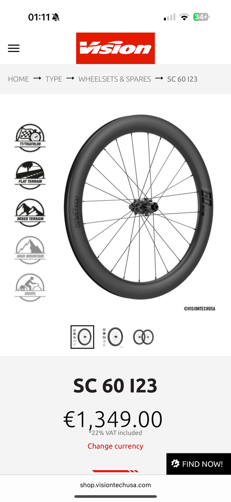Used Vision SC 60 SL i23 Disc Centerlock Tubeless Wheelset 2026 bike — image 10 of 10