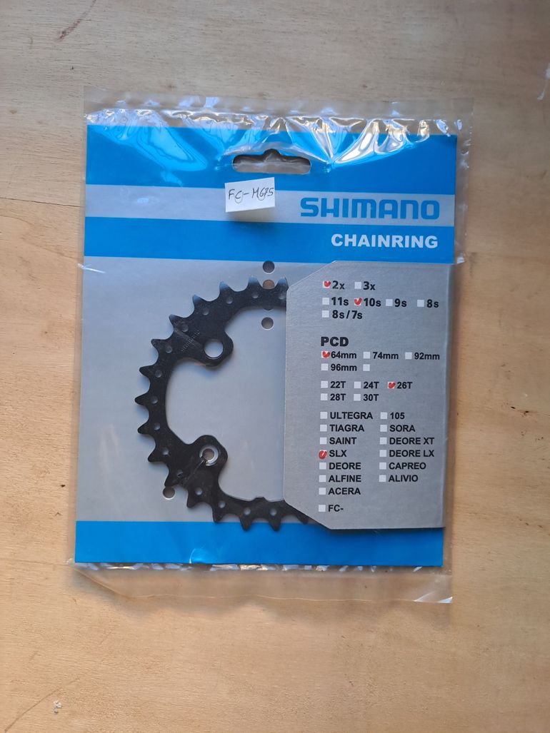 Used Shimano Deore M615/SLX M675/XT M785 10-speed 4-bolt 64mm BCD Chainring bike — image 1 of 2