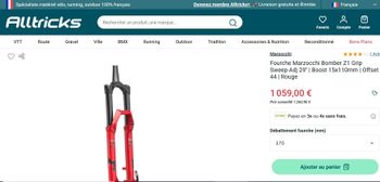 Used Marzocchi New Fork BOMBER 36 Z1 29" 170mm GRIP Sweep-Adj Boost 15x110 Conique déport 44mm – Rouge bike — image 4 of 5