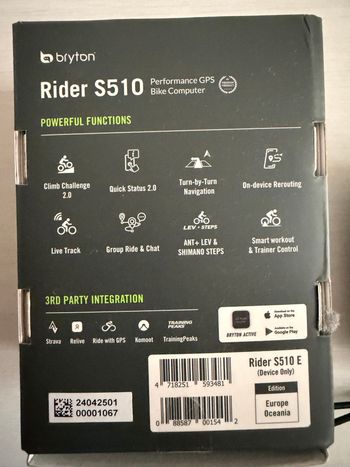 Used Bryton Rider S510E GPS Bike Computer bike — image 2 of 2