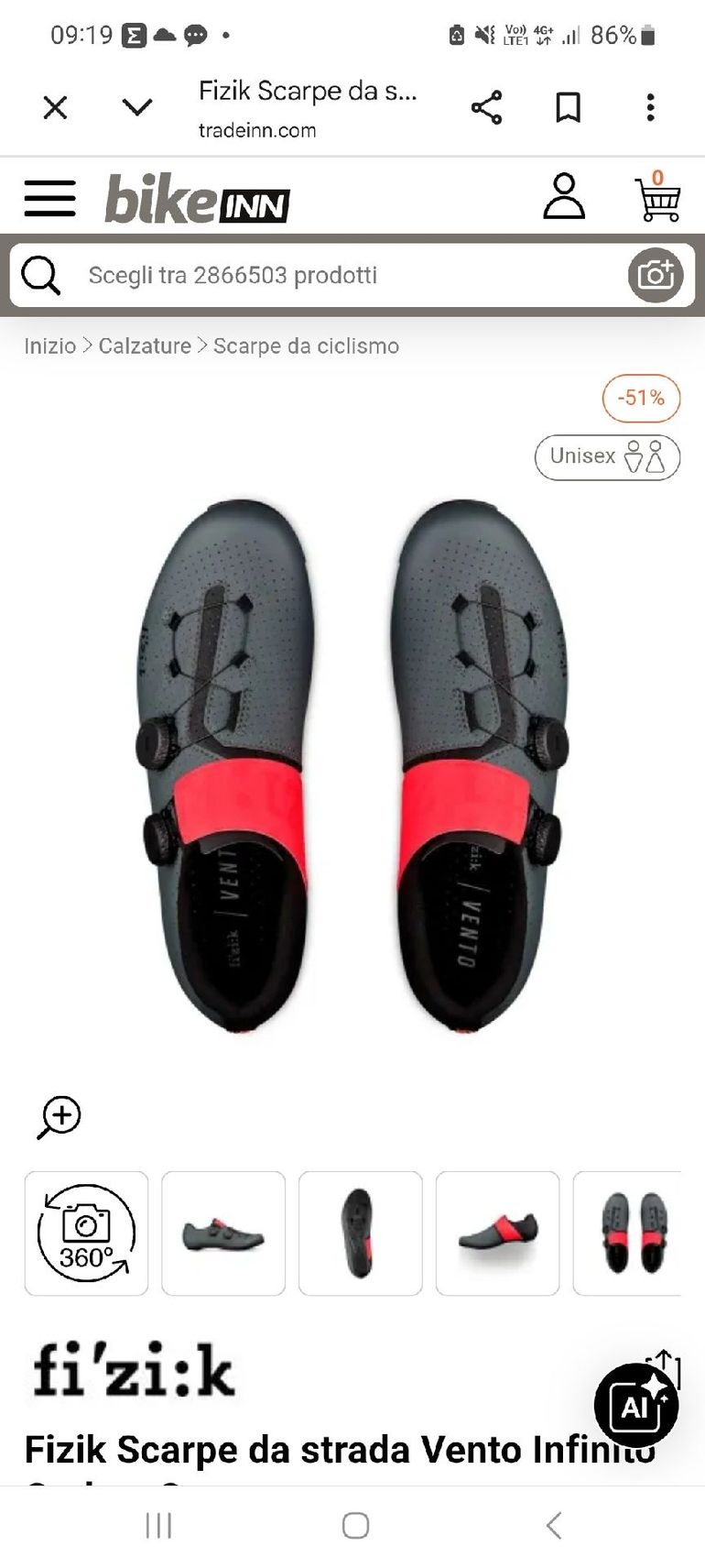 Used Fizik Vento Infinito 2025 bike — image 6 of 6