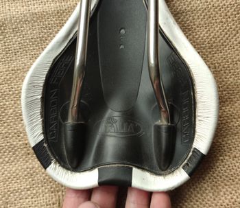 Used Selle Italia Pinarello Most XLR XP Saddle White Black Carbon Fibre bike — image 3 of 7