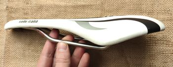 Used Selle Italia Pinarello Most XLR XP Saddle White Black Carbon Fibre bike — image 6 of 7