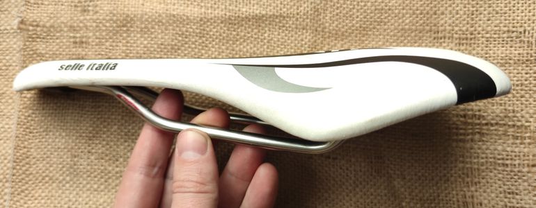 Used Selle Italia Pinarello Most XLR XP Saddle White Black Carbon Fibre bike — image 6 of 7