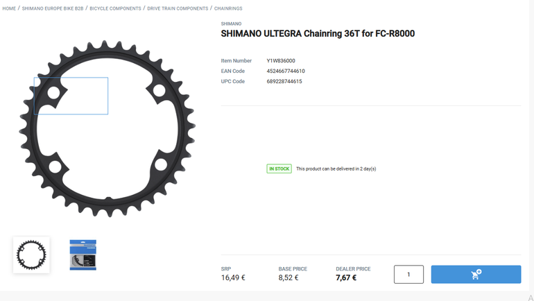 Použité Shimano Ultegra FC-R8000 36T Chainring bike — obrázek 2 z 2