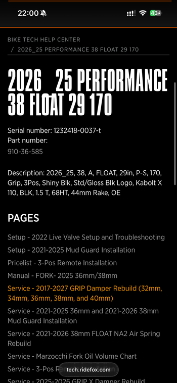 Używany Fox 38 Performance Fork 2025 bike — zdjęcie 5 z 5