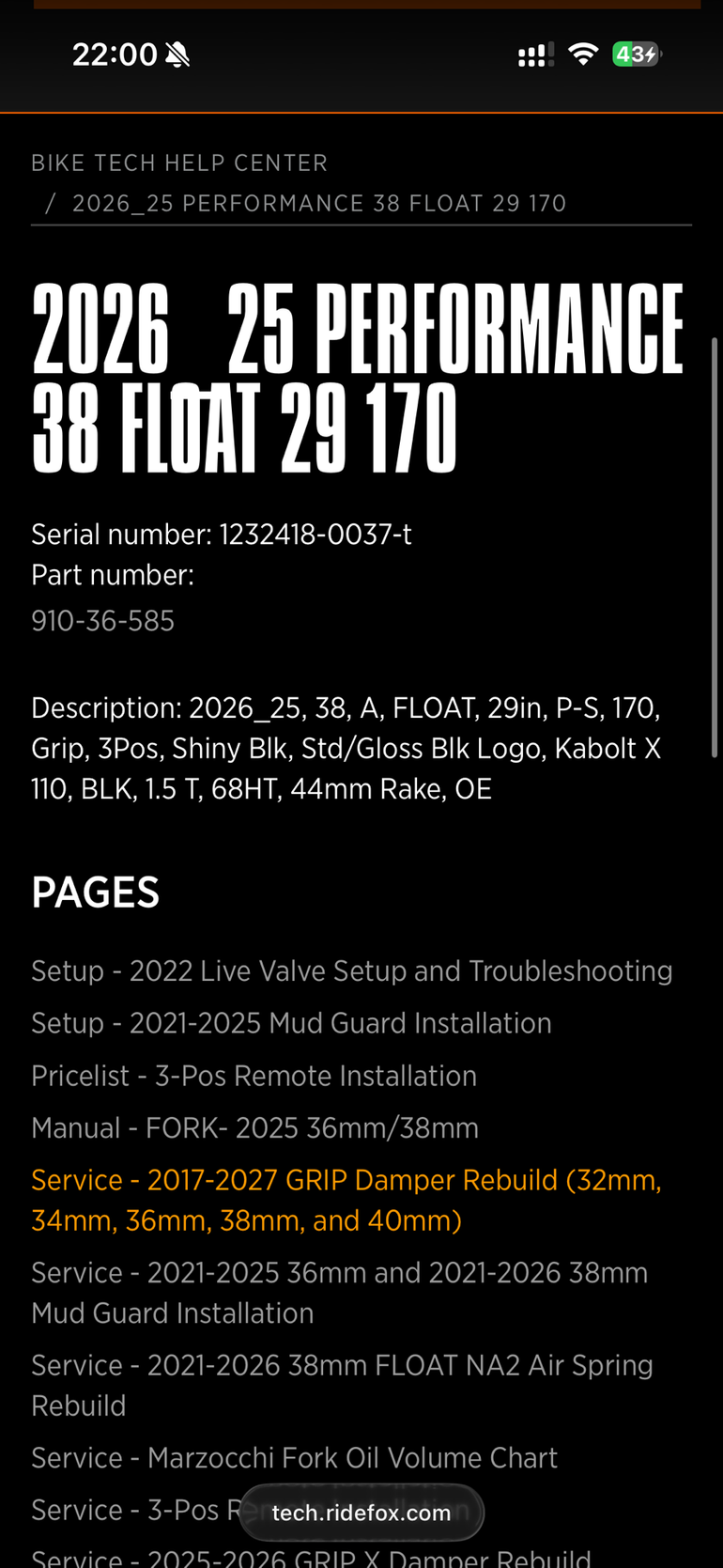 Używany Fox 38 Performance Fork 2025 bike — zdjęcie 5 z 5