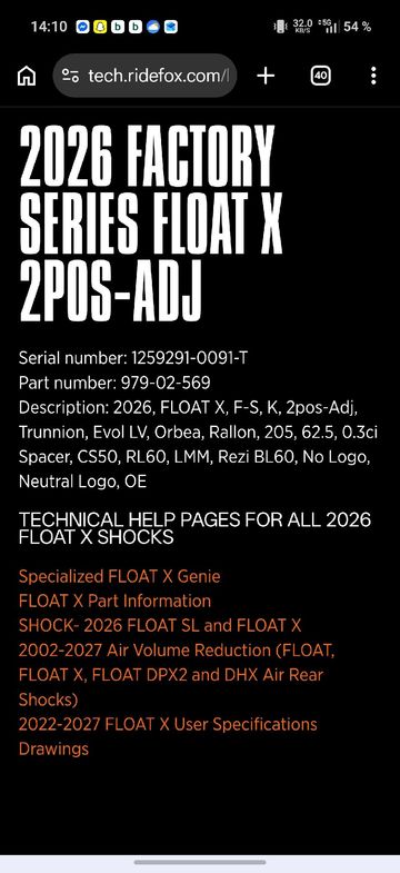 Fox Float X Factory 2026 bike d'occasion — image 6 sur 6