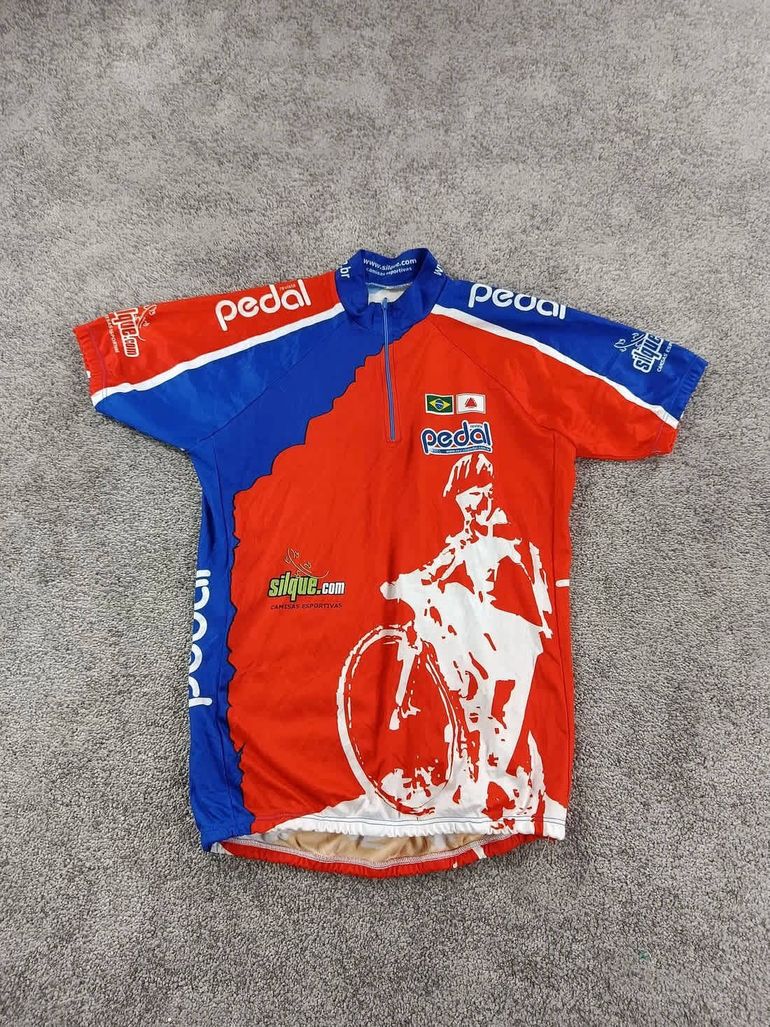 Used silque maillot velo homme taille M-32 6769 cyclisme route respirant Bresil bike — image 1 of 5