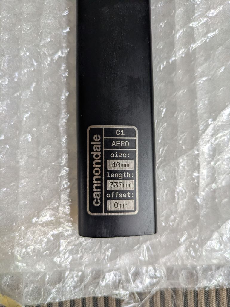 Used Cannondale SuperSix EVO4 C1 40 Aero Carbon Seatpost 330mm 0mm Setback 2024 bike — image 2 of 12