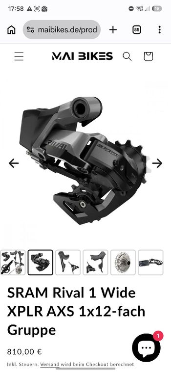 Used Sram Rival 1 Wide XPLR AXS 1x12-fach Gruppe 2024 bike — image 2 of 2
