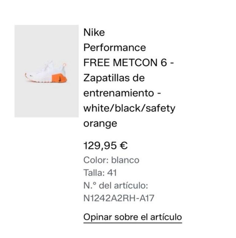 Käytetty Nike Free Metcon 6 White/Safety Orange 2026 bike — kuva 8 / 8