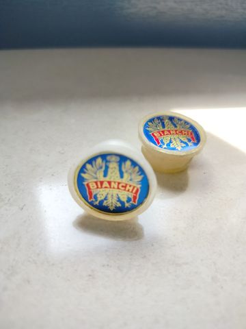 Używany Bianchi White Handlebar Plugs for Vintage Bikes Cockpit