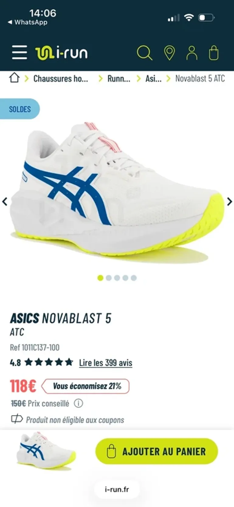 Asics Novablast 5 2026 bike d'occasion — image 7 sur 9
