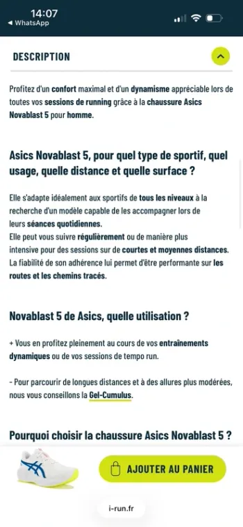 Asics Novablast 5 2026 bike d'occasion — image 8 sur 9
